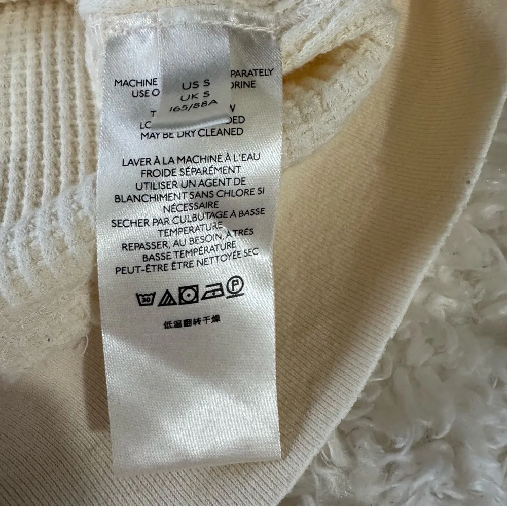 Free People We The Free Buttercup Thermal Top Oversized Small Ecru Waffle Knit - Picture 11 of 12